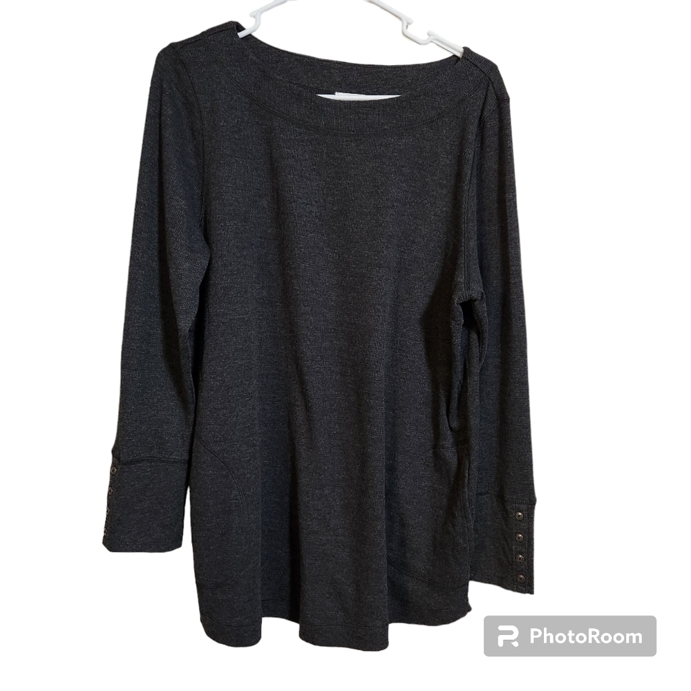 J Jill Charcoal grey crew neck shirt/tunic